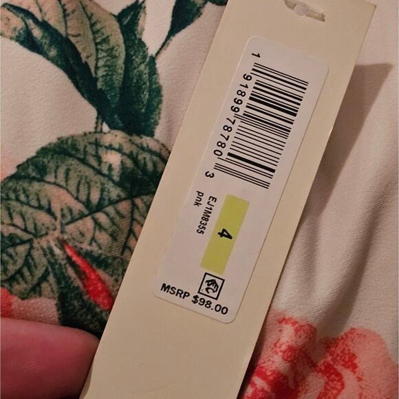 Eliza J Pink and White Floral Stretch Tunic Dress Size 4 Small‎ NWT Retails $128 - Picture 7 of 9